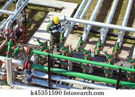 óleo gás, trabalhador indústria