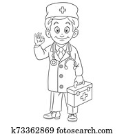 לצבוע, עמוד, עם, doctor,, צעיר, ד.ו.כ.