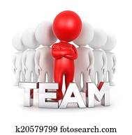 3d, weiß, leute, team, mit, a, führer