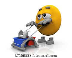 A smiley cleaning the floor A smiley cleaning the floor