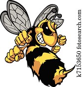 abeille, frelon, dessin animé, vecteur, image