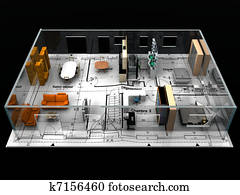Blueprint with furniture Blueprint with furniture