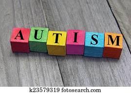 conceito, de, autism, palavra, ligado, madeira, cubos