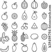 Fruits Icons. Vector Illustration. Fruits Icons. Vector Illustration.