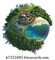 miniatura, globo, mostrando, diversidade, e, comunicações