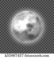 Moon, transparent background, heavenly body, cartoon, realistic
