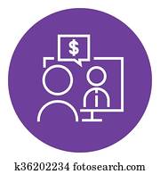 negócio, vídeo, negociações, linha, icon.