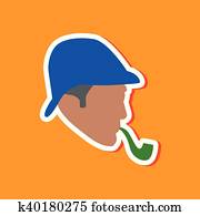 paper sticker on stylish background Sherlock Holmes
