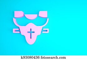 Pink American football player chest protector icon isolated on blue background. Shoulder and chest protection for upper body. Team sports. Minimalism concept. 3d illustration 3D render