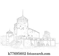 sketch of a medieval fortress sketch of a medieval fortress