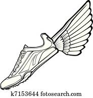 Track Shoe with Wing Vector Illustr Track Shoe with Wing Vector Illustr