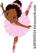 Vector Cute Little African American Ballerina Dancing Vector Cute Little African American Ballerina Dancing