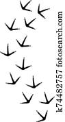 Bird footprints vector illustration. Chicken steps. Bird footprints vector illustration. Chicken steps.