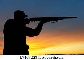 caçador, com, rifle, arma