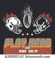 Play hard american football illustration Play hard american football illustration