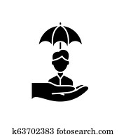 risco, gerência, pretas, ícone, vetorial, sinal, ligado, isolado, experiência., risco, gerência, conceito, símbolo, ilustração