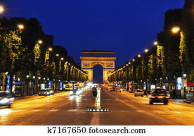 The Champs-Elysees at night, Paris The Champs-Elysees at night, Paris