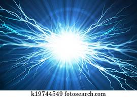 חשמלי, הבהב, של, ברק, ב, a, רקע כחול