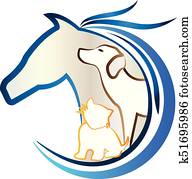 לוגו, של, סוס, כלב, ו, חתול