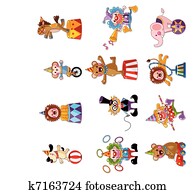 ציור היתולי, שמח, קרקס, הראה, איקונים, אוסף