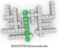3d image Community word cloud concept