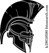 An illustration of a spartan or trojan warrior or gladiator helmet An illustration of a spartan or trojan warrior or gladiator helmet