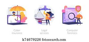 cybercrime, סכן, הגנה, וקטור, מושג, מטפורות