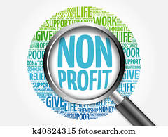 non, lucro, palavra, nuvem, com, lupa