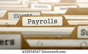 Payrolls Concept with Word on Folder. Payrolls Concept with Word on Folder.