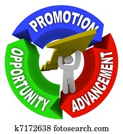 Promotion Advancement Opprotunity Man Lifting Career Arrow Promotion Advancement Opprotunity Man Lifting Career Arrow