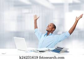 Relaxing black businessman.