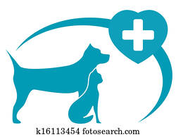 veterinary symbol with dog, cat veterinary symbol with dog, cat