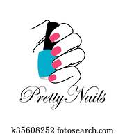 יפה, ציפורניים, עם, a, מסמר פוליש