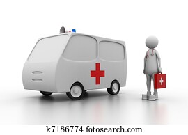 Doctor with ambulance. 