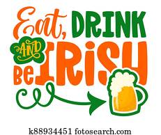eat,, שתה, ו, be, אירי, -, מצחיק, רחוב יום של פטריק