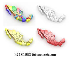 Three-dimensional map of Mexico Three-dimensional map of Mexico