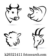 farm animals icons set farm animals icons set
