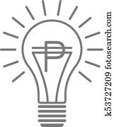 fekete, áttekintés, vektor, lightbulb, noha, peso