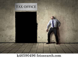 homem, perto, taxe escritório