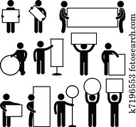 Man Empty Blank Signboard Banner