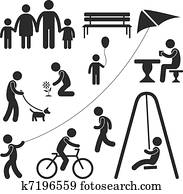 niños, jardín, patio de recreo, parque