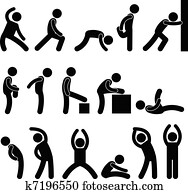 pessoas, atlético, exercício, estiramento