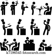restaurante, garçom, cozinheiro, cliente