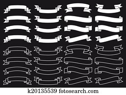 ribbon banners on chalkboard, vecto ribbon banners on chalkboard, vecto
