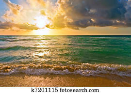 amanhecer, oceano atlântico, fl, eua