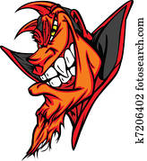 Demon Mascot Head Vector Cartoon Demon Mascot Head Vector Cartoon