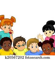 enfants, fond blanc