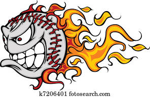 Flaming Baseball or Softball Face V Flaming Baseball or Softball Face V