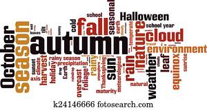 outono, palavra, nuvem