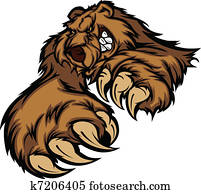 urso pardo, mascote, corporal, com, patas